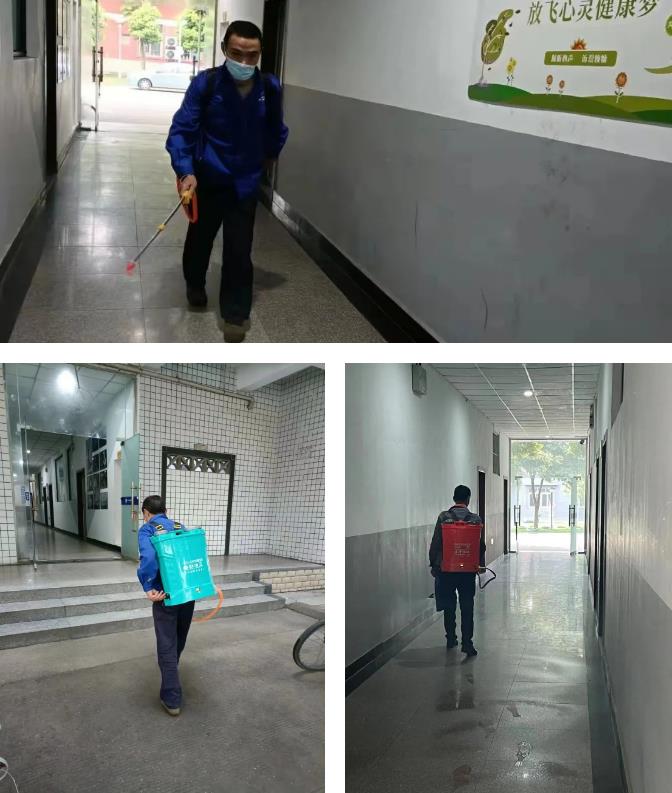 四川温江区科创技工学校校园消毒